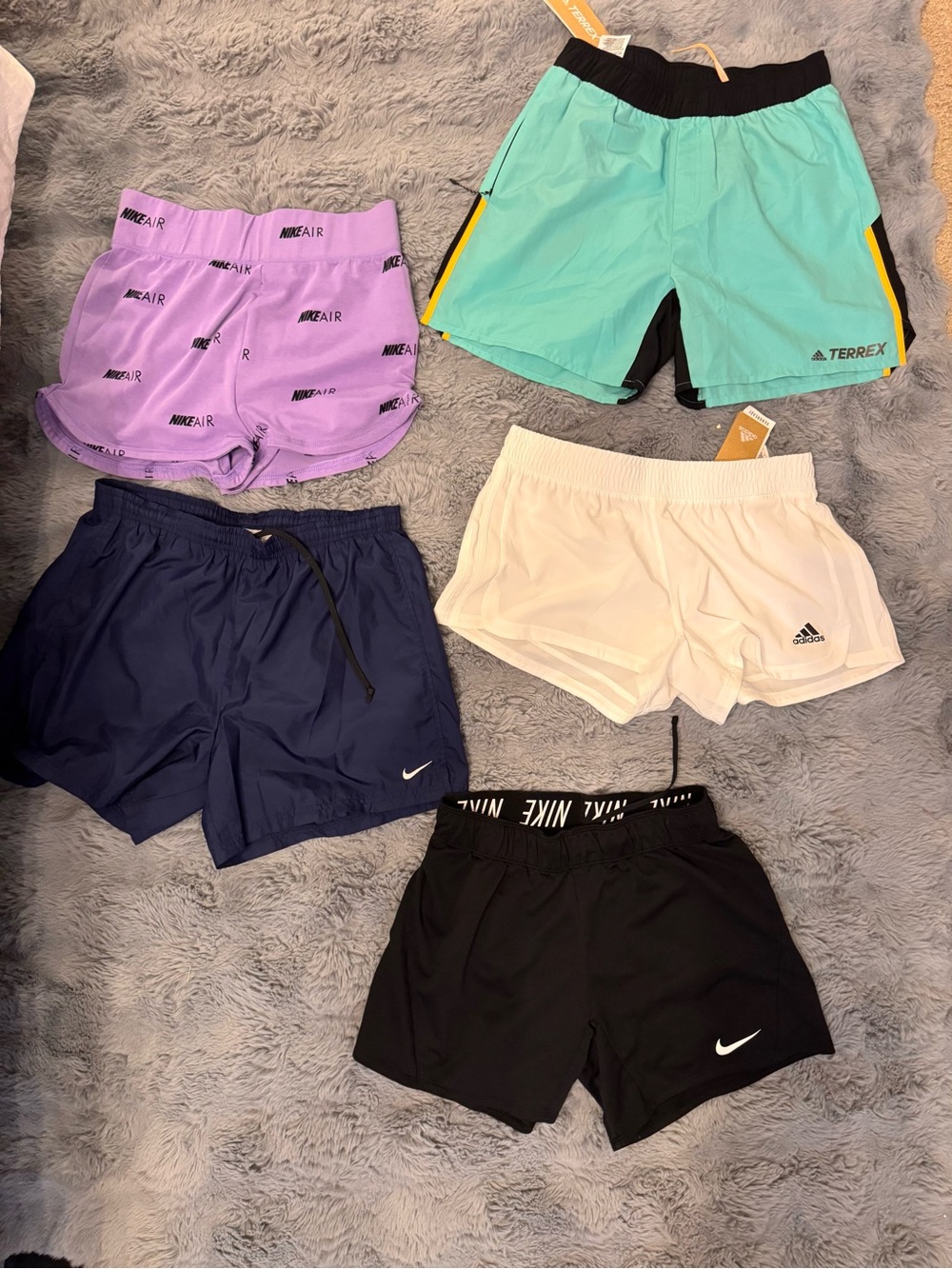 Mixed Athletic Shorts Lot - Nike & Adidas - Purple, Teal, Navy, White, Black
